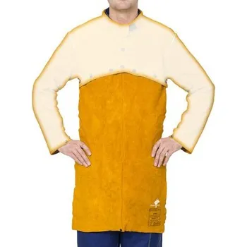 Pracovní zástěra WELDAS Upínací svářecí zástěra z hovězí štípenky Golden Brown™ - výška 71cm, šířka 56cm