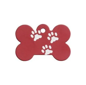 psí známka Psí známka Kost velká červená - Tři tlapky 38x26 mm