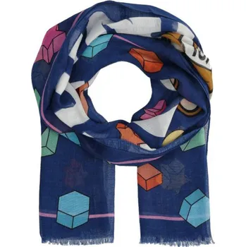 Šátek Moschino Šála přidáním lnu | Barva:modrý | Velikost:OS