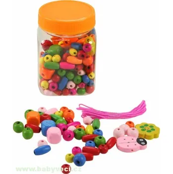 Hračka pro nejmenší Dřevěné navlékací korálky v doze > varianta doza