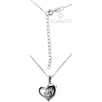 Náhrdelník Stříbrný náhrdelník delfín v srdíčku