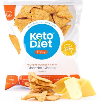 Keto dieta KetoDiet Proteinové tortilla chipsy 25 g příchuť chedar