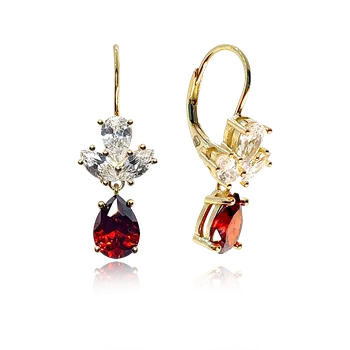 Souprava šperků MINET Pozlacený luxusní stříbrné náušnice s velkými červenými zirkony JMAS0178GE00 SKLAD
