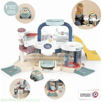 autodráha Garáž s automyčkou First Garage Little Smoby heliport s výtahem a benzinovou pumpou s 1 autíčkem > varianta garáž s výtahem