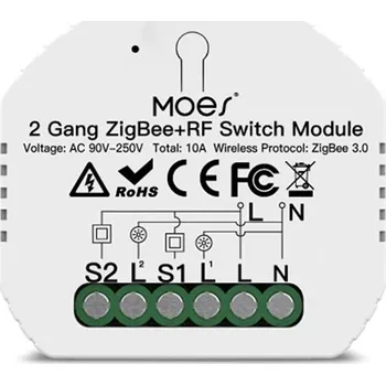 vypínač Moes zigbee + RF spínač 2ch