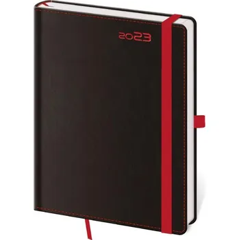 Diář Helma 365 Týdenní diář B6 s poutkem černý/červený