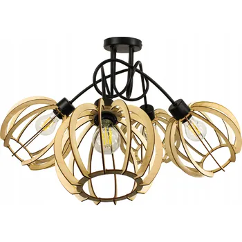 BERGE Závěsné svítidlo LOFT - 4x E27 - LARGE WOOD BALL LK0004-4XK008