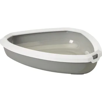 Toaleta pro kočku Savic Rincon rohová toaleta pro kočky šedá 58,5 x 46 x 13,5 cm