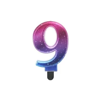 Dortová svíčka Dortová svíčka Metalická (fialovo-modrá) - Číslice 9
