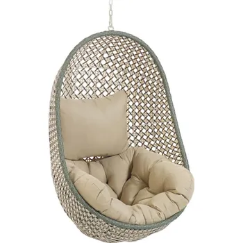 Křeslo Béžovo-zelené závěsné křeslo z umělého ratanu Kave Home Cira