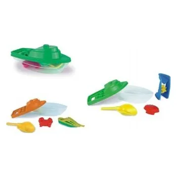 Hra na zahradu Loď/Člun + sada na písek plast 36cm 2 barvy v síťce