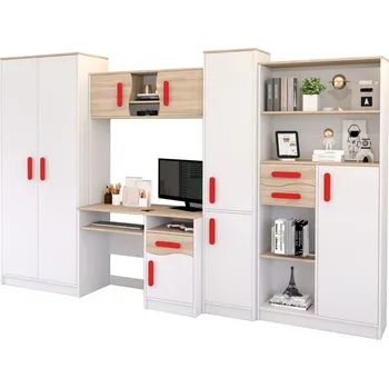 Dětský pokoj Eoshop Dětský pokoj Micus, Bílá / Dub Sonoma, barva úchytky: Červená