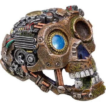 Dekorace do akvária Nobby dekorace do akvária Kyborg lebka 2 s LED světlem 11 cm