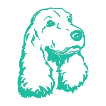 Polep vozidla Pes 181 pravá kokršpaněl (25 - tyrkysová) SAMOLEPKA NA AUTO, NÁLEPKA, FÓLIE, POLEP, TUNING, VLASTNÍ TEXT, TISK, AUTOSAMOLEPKY.cz, POLEPY, OBRÁZEK, LOGO, 3D STICKERS