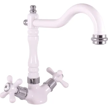 Vodovodní baterie Dřezová baterie RAV SLEZÁK Morava s otočným ramínkem bílá/chrom MK120.5/8BC