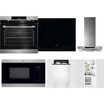 Set domácích spotřebičů AEG Mastery SteamBake BCK455350M + AEG Mastery Bridge IKE64441IB + AEG Mastery DBB5660HM + AEG Mastery MSB2547D-M + AEG Mastery MaxiFlex FSE73507P + AEG Mastery NoFrost SCB618F6TS