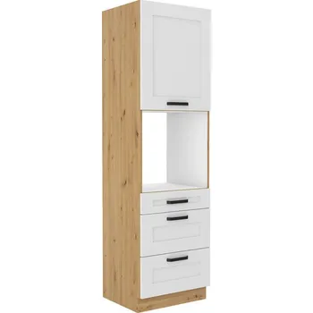 Kuchyňská skříňka Vysoká skříň na troubu se šuplíky PREMIUM BOX LUNA artisan/bílá matná MDF 60 DPS-210 3S 1F