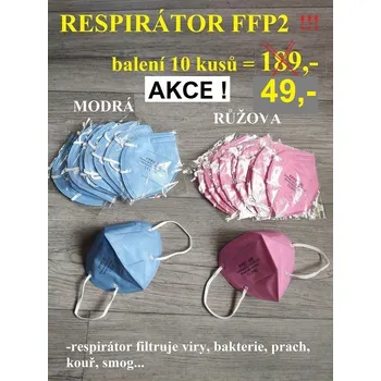 respirátor RESPIRÁTOR FFP2 MODRÁ/RŮŽOVÁ - RŮŽOVÁ