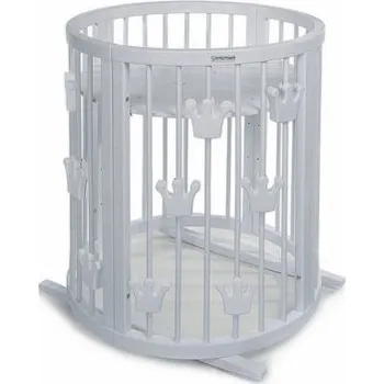 Dětská postýlka Mimiko kulatá postýlka 9v1 Crowns - Grey