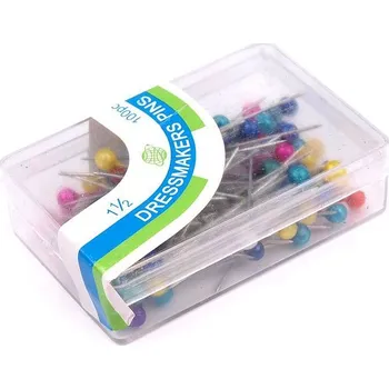 Špendlíky s perleťovou hlavičkou barevné (Špendlíky s perleťovou hlavičkou barevné délka 38 mm)