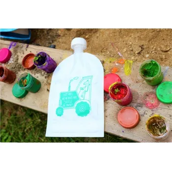 dětská jídelní sada Domky klasická plnitelná kapsička - Traktor 140 ml - 1 ks