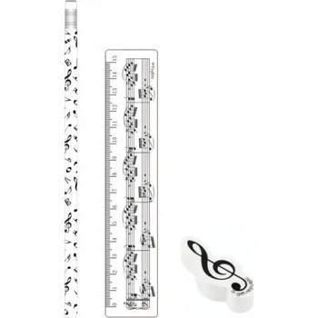 Dárkový balíček s motivem notové osnovy v bílé barvě