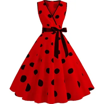 Dámské šaty Puntíkaté šaty s obálkovým výstřihem Velikost: S, Barva (Varianta): Červená