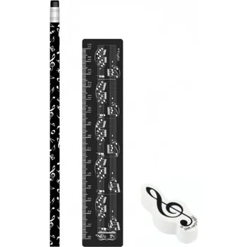 Dárkový balíček s motivem notové osnovy v černé barvě