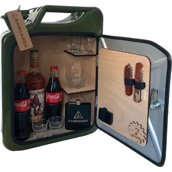 Dárkový potravinový koš Kanystr bar KHAKI s LED, přírodní dřevo