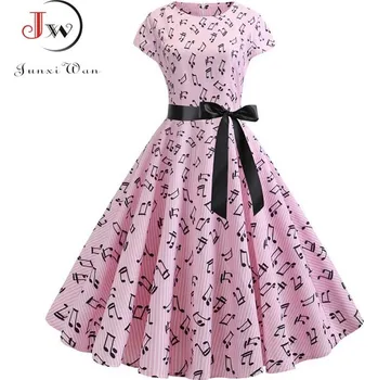 Dámské šaty Rozšířené šaty s potiskem a krátkými rukávy Velikost: XL, Barva (Varianta): B002