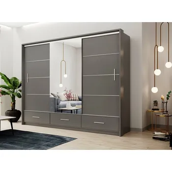 Komoda Šatní skříň MAURINO 250 grafit mat s osvětlením