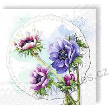 Papírový ubrousek IHR NORA papírové dezertní ubrousky fialové sasanky Anemone 20 ks