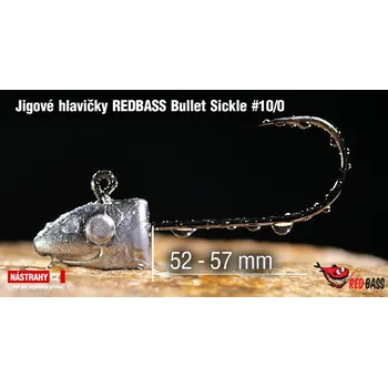 Rybářský háček Jigová hlavička REDBASS Bullet Sickle #10/0 - 57 mm - 30 g, 5 ks