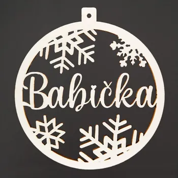 Vánoční ozdoba AMADEA Dřevěná ozdoba kolečko - Babička, 6 cm, český výrobek