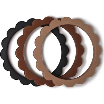 Mushie – Náramkové kousátko - FLOWER – Black/Natural/Caramel MFB405