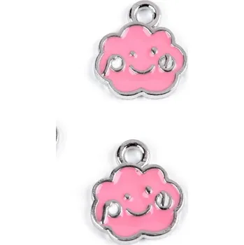 Přívěsek Přívěsek kovový smalt - mráček růžový 11x13 mm (2ks)