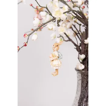 Vánoční dekorace Závěsná dekorace králičí slečna v sukni a brašnou - 4*4*11 cm