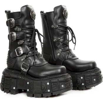 Pánská zimní obuv boty kožené pánské - CRUST NEGRO - NEW ROCK - M.TANK002-C10 - 44