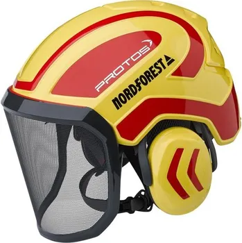 Pracovní přilba Arboristická přilba Protos Integral Arborist, žluto-červená