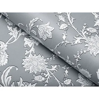 Dekorační látka PM-046 Zámecké květy na světle šedém - šířka 150 cm