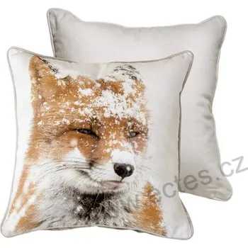 Dekorativní polštářek IHR WINTER FOX bavlněný dekorační polštář zrzavá liška v zimě