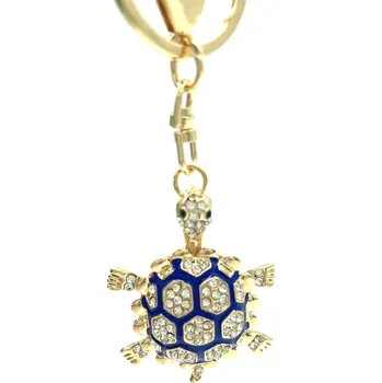 Klíčenka Kovová zlatá želva modrá