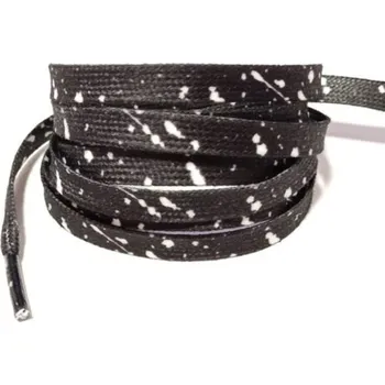 Tkaničky do bot Široké tkaničky do bot batikované dvoubarevné, jeden pár - Černo bílé, 120 cm