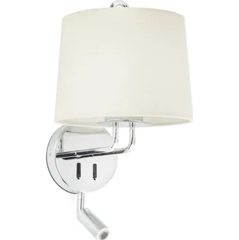 Nástěnné svítidlo FARO MONTREAL nástěnná lampa, chrom/béžová, se čtecí lampičkou