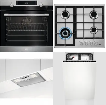 Domácí spotřebič AEG Mastery SteamBake BCK455350M + AEG Mastery StepPower HGB64420SM + AEG DGB3523S + AEG Mastery GlassCare FSE73407P