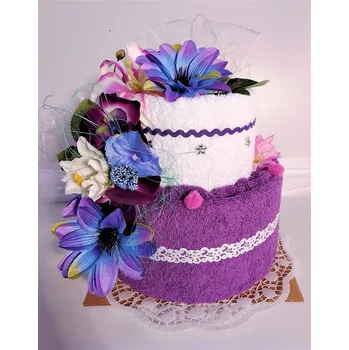 Veratex Textilní dort dvoupatrový fialovo-bílý