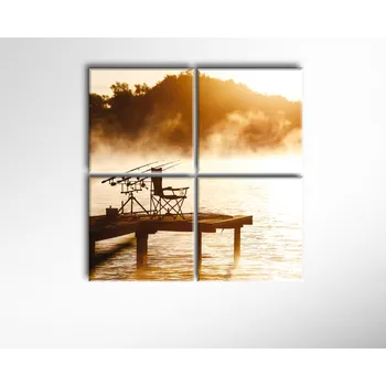Obraz Malvis ® Obraz Rybaření ranní mlha ROZMĚR (šířka x výška): čtyřdílný čtverec 80x80 cm
