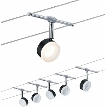 Bodové svítidlo PAULMANN Lankový systém ClearLED černá chrom 5 spotů vč. nevyměnitelných LED 4W GU5,3 DC 60VA 944.57