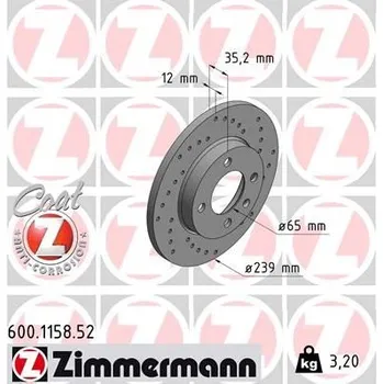 Brzdový kotouč Brzdový kotouč ZIMMERMANN 600.1158.52