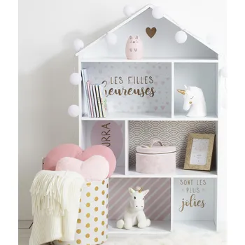 Dětská skříň Dětská knihovna s policemi Domeček rose